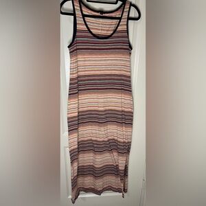 Tommy Hilfiger 100% Cotton Striped Tank Maxi w/side slit Dress Comfy Athleisure